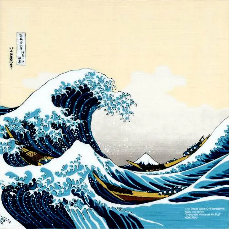 Large Great Wave Off Kanagawa Furoshiki – 104×104 Cm Premium Cotton Wrapping Square 1