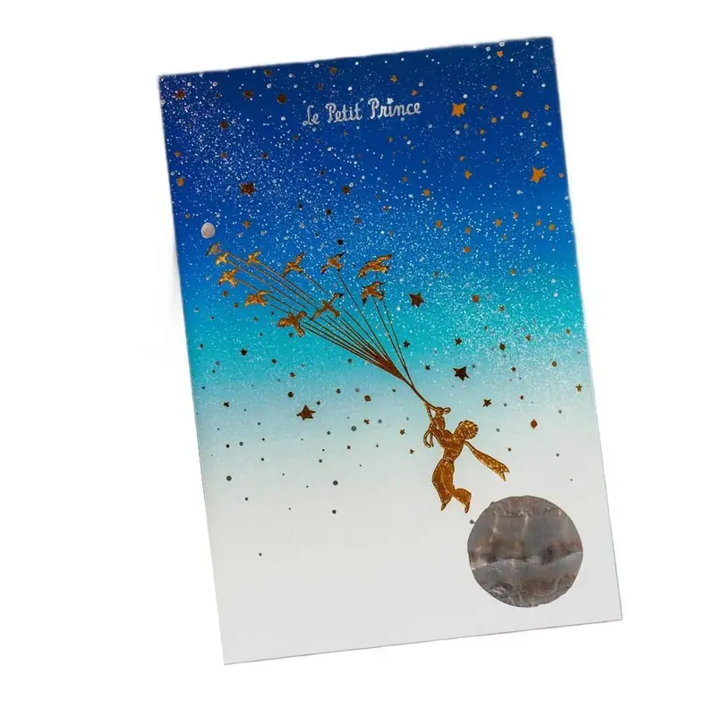 Le Petit Prince Foil-Stamped Postcard – Migratory Birds & Starry Sky Design 1
