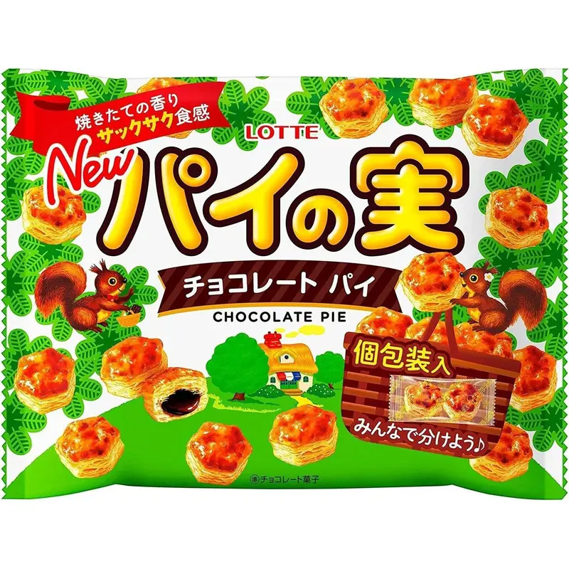 Lotte Painomi Chocolate Pie Biscuits – Bite-Sized, Crisp Chocolate-Filled Snack (124G) 1