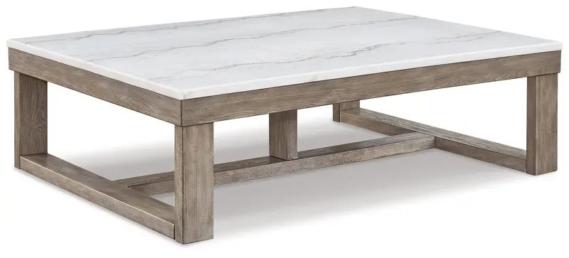 Loyaska Brown And Ivory Rectangular Cocktail Table 1