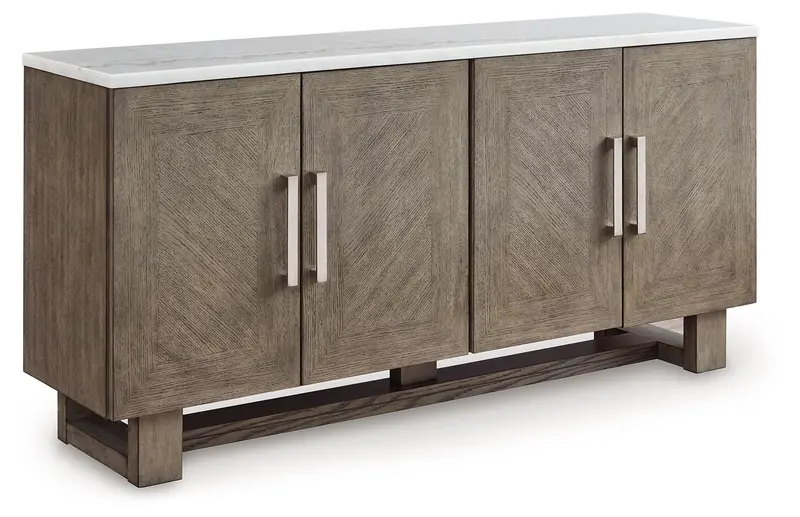 Loyaska Grayish-Brown And White Extra-Large Tv Stand 1