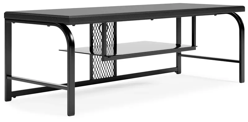 Lynxtyn Black Tv Stand – Modern Media Console With Open & Closed Shelving 1