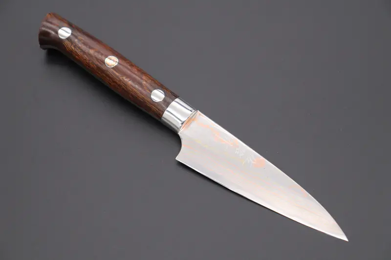 Master Saji Rainbow Damascus Paring Knife – 90Mm (3.5") Ironwood-Grip Precision Tool 1
