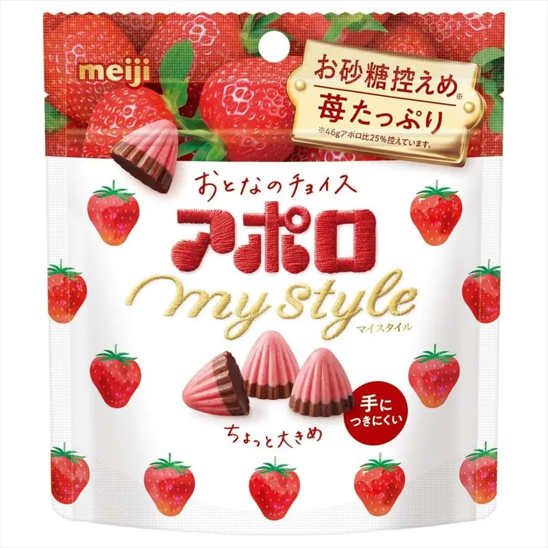 Meiji Apollo My Style Strawberry Chocolate – Reduced-Sugar Version (41G) 1