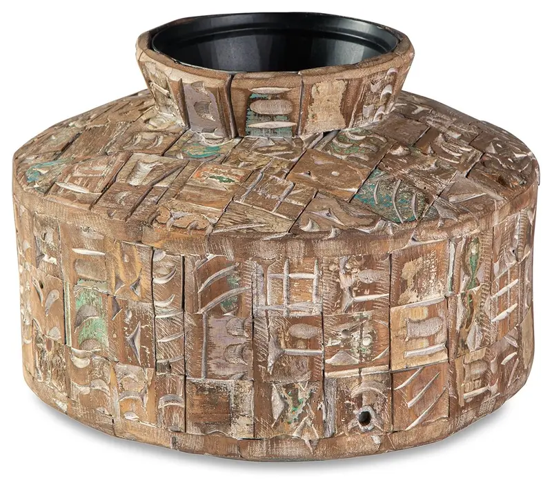 Meltland Natural Wood And Black Square Vase 1