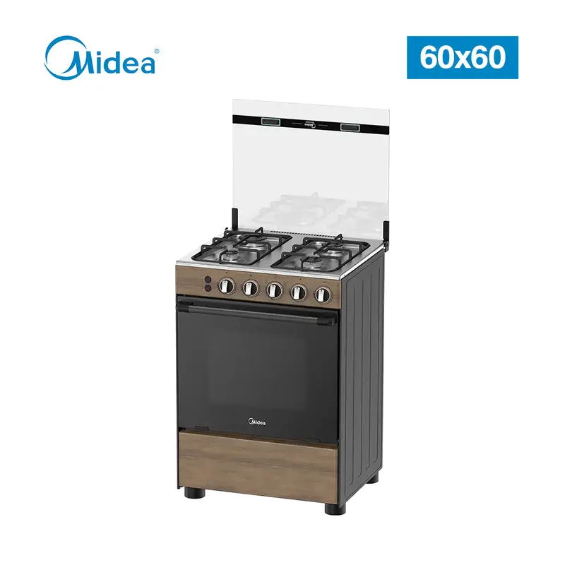 Midea 60X60Cm 4-Burner Gas Cooktop – Wood-Finish Panel Design 1