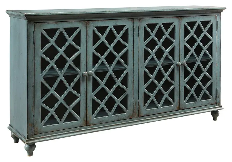 Mirimyn Antique Teal Vintage-Style Accent Cabinet 1
