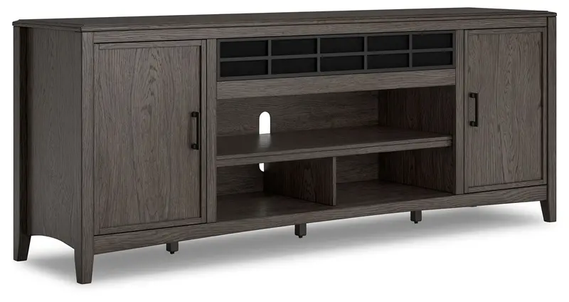 Montillan Grayish Brown Xl Tv Console With Optional Electric Fireplace 1