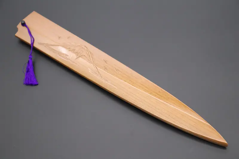 Mt. Fuji Carved Wooden Saya – Custom Yanagiba 300Mm Sheath (Ws-Y300-10) 1