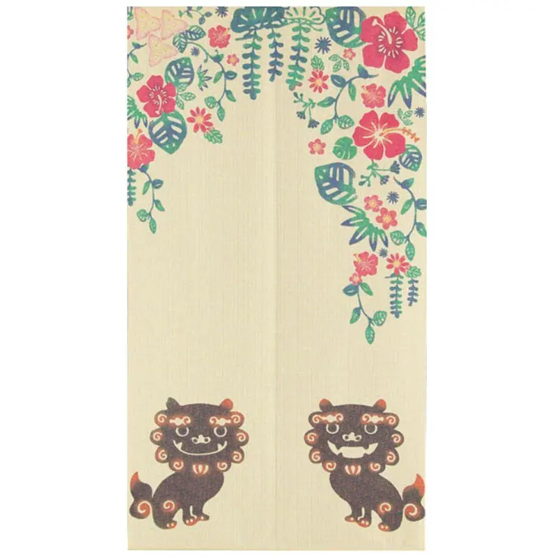 Narumi Shisa Noren – Okinawan Lion Dog Lace Curtain For Doorways Or Room Dividers 1