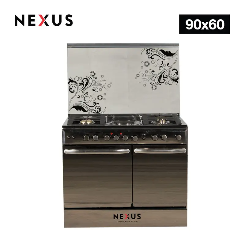 Nexus Nnx-8001S 90×60Cm Stainless Steel Gas Cooker – 4 Gas + 2 Electric Burners 1