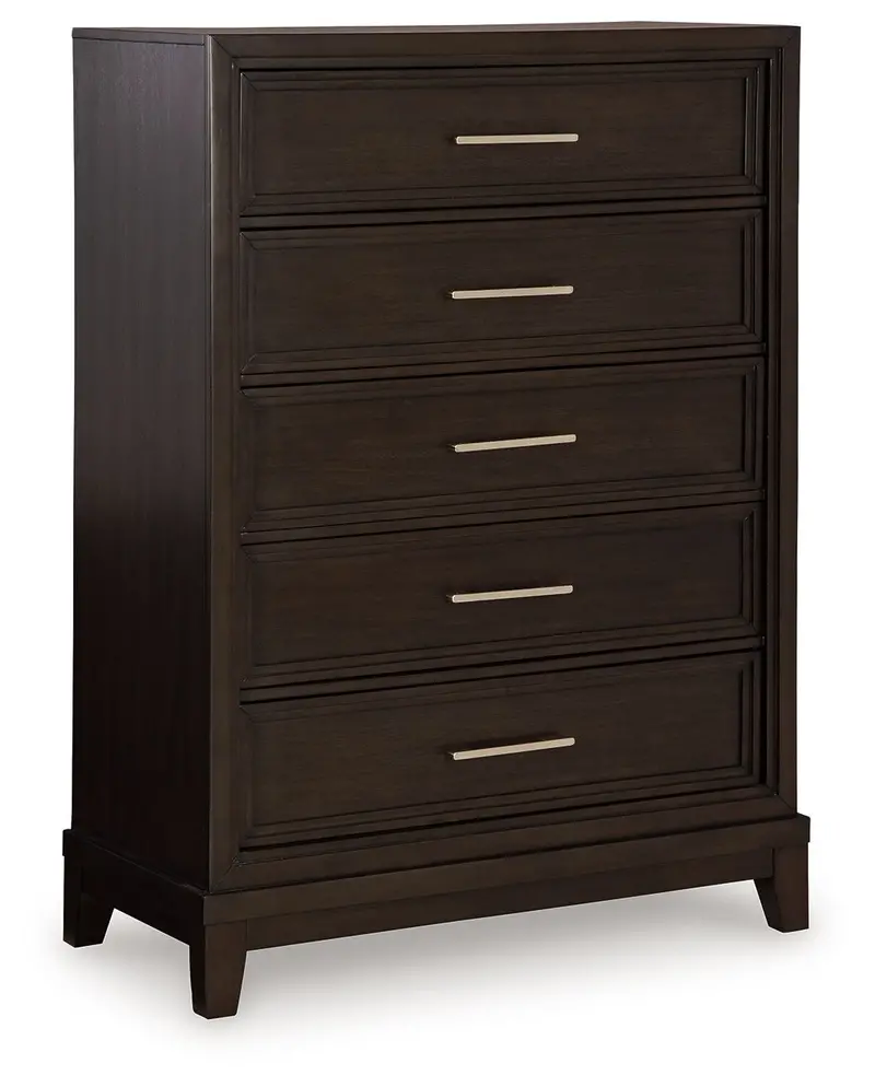 Neymorton Five-Drawer Chest In Dark Grayish Brown 1