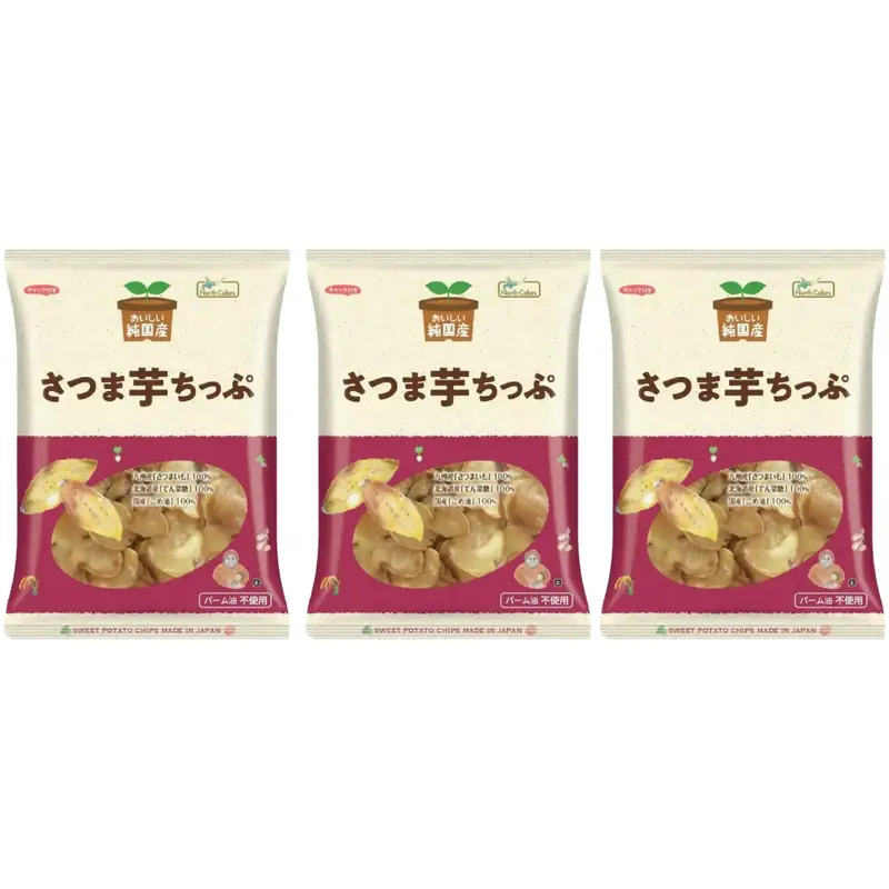 North Colors Satsumaimo Chips – Additive-Free Japanese Sweet Potato Snacks, 115G × 3 1