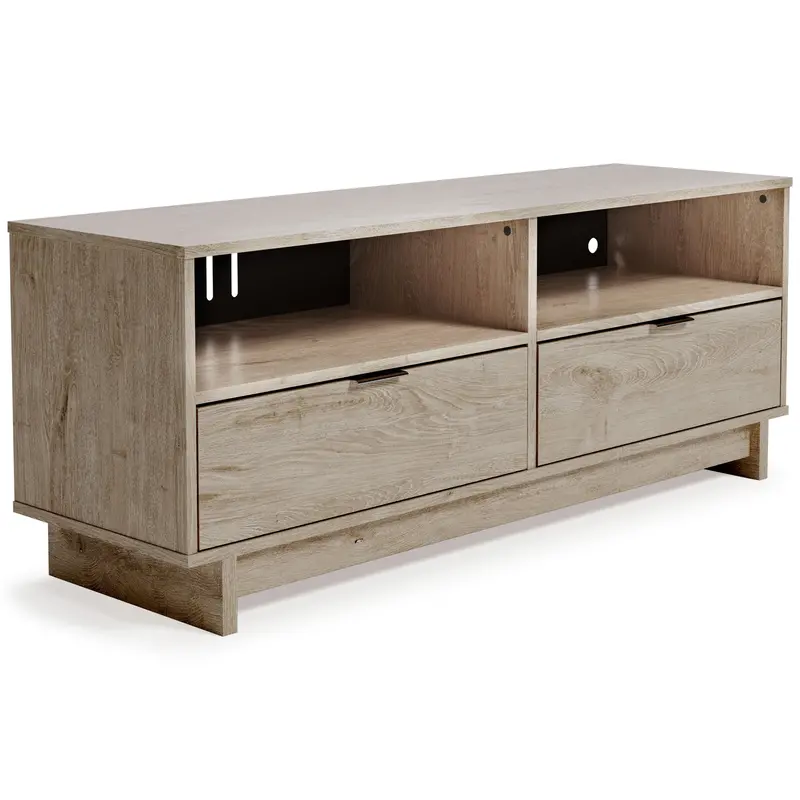 Oliah Natural Wood Medium Tv Stand With Adjustable Shelves 1