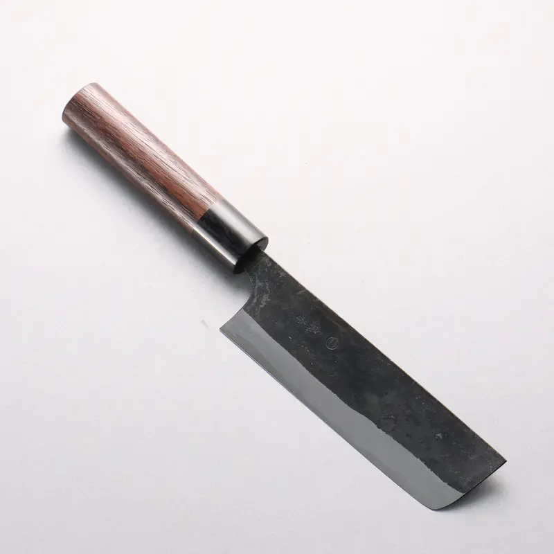 Onihiro White Steel #1 Nakiri Knife – 140Mm Black-Finished Blade With Rosewood Handle And Black Pakka Wood Ferrule 1
