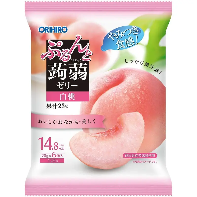 Orihiro Konjac Jelly – Low-Calorie Peach Flavor Snack, 120G 1