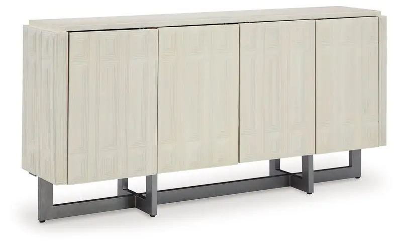Ornawel Distressed White Farmhouse-Style Accent Cabinet 1