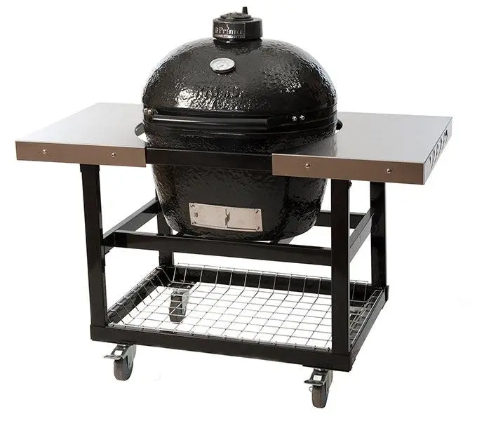 Primo Classic Oval Charcoal Grill With Stainless Steel Mobile Cart 1