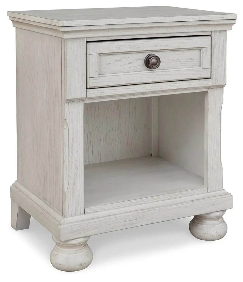 Robbinsdale Antique White One-Drawer Nightstand 1