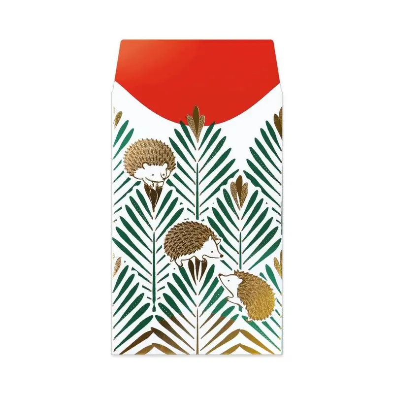 Rokkaku Gold-Foil Mini Envelopes – Hedgehog-Themed Pair, 2 Ct. 1