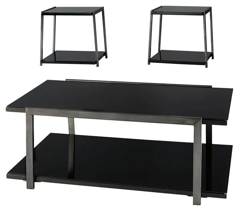 Rollynx Black Three-Piece Occasional Table Set For Contemporary Spaces 1