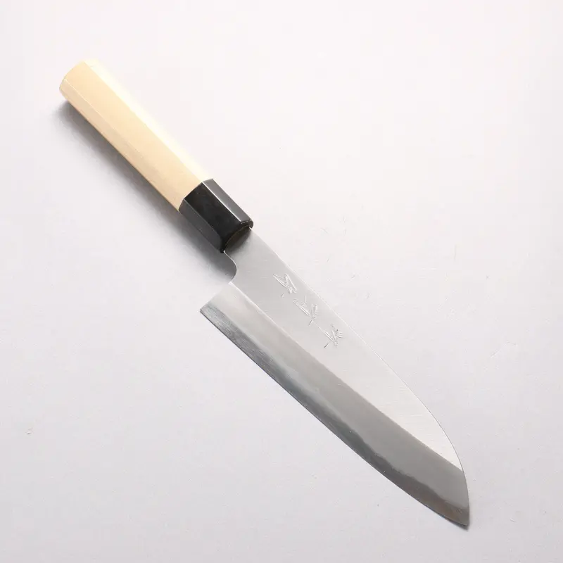 Sakai Kikumori White Steel No.1 Santoku – 180 Mm, Magnolia Handle With Water Buffalo Horn Ferrule 1