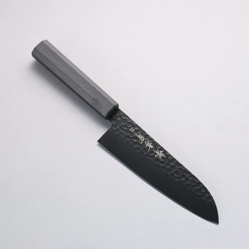 Sakai Takayuki Kurokage Vg-10 Santoku Knife – 170Mm Hammered Blade With Teflon Coating, Black Lacquered Handle 1