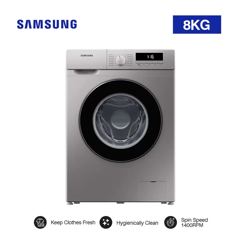 Samsung 8 Kg Front-Load Washing Machine Ww80T3040Bs – Grey, Ai Wash 1