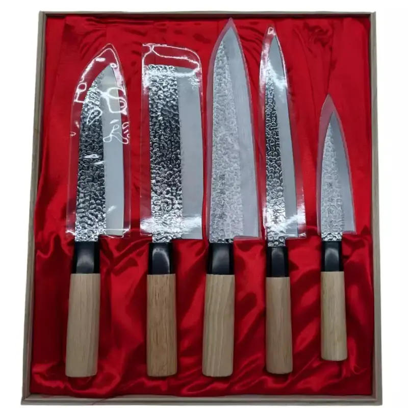 Satake 5-Piece Hammered Steel Knife Set – Traditional Japanese Craftsmanship 1