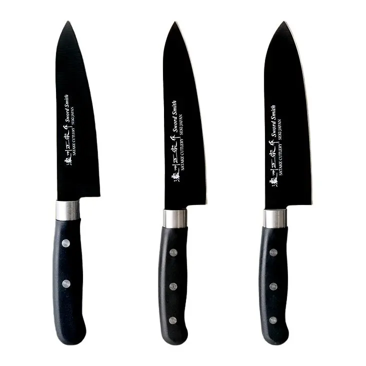 Satake Titanium-Coated Japanese Knife Set – Premium 3-Piece Black Chef’S Knife Collection 1