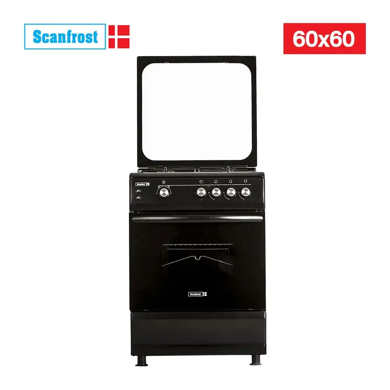 Scanfrost Gc Series 60X60 Cm Built-In Grill Cabinet – 3 Gas Burners + 1 Electric Hob, Matte Black Finish (Model Ck6302B) 1