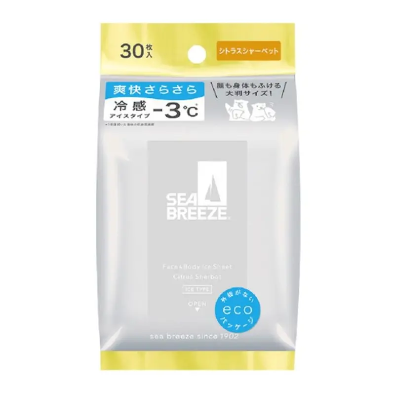 Sea Breeze Citrus Sherbet Cooling Body Wipes – Deodorizing, 30 Sheets 1