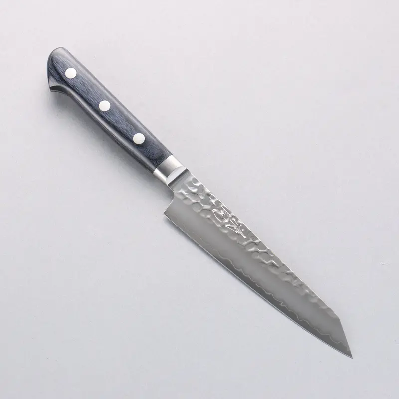 Seisuke Aotsuchi Aus10 Hammered Kiritsuke Petty-Utility – 145Mm With Navy Blue Pakka Wood Handle & Sheath 1