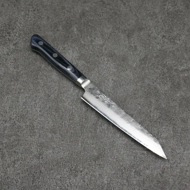 Seisuke Blue Steel #2 Nashiji Petty-Utility – 145Mm Kiritsuke Profile With Navy Blue Pakka Wood Handle 1