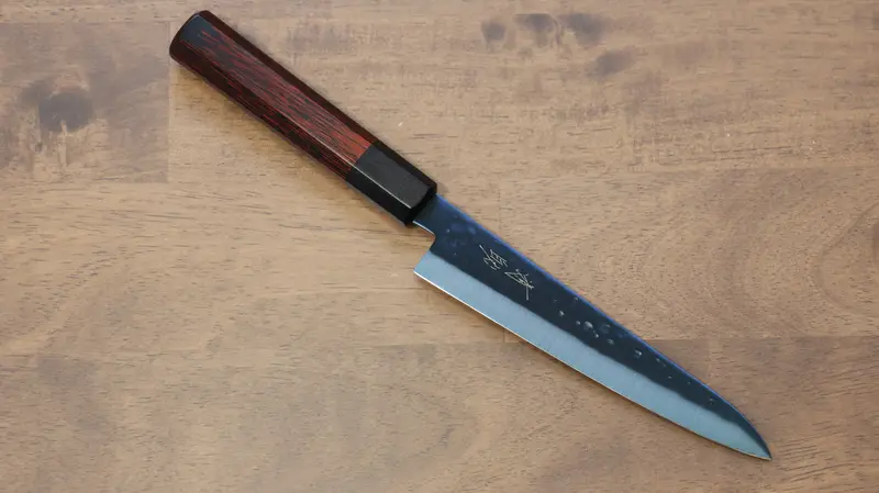 Seisuke Sk-85 Hammered Petty Knife – 150Mm, Red Pakka Wood Grip 1