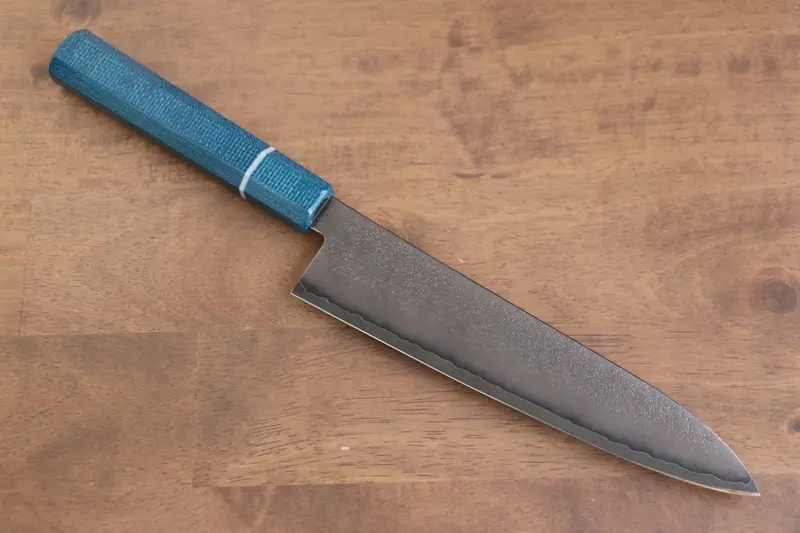 Seisuke Vg5 Nashiji Gyuto Knife – 210Mm Black-Dyed Blade, Blue Canvas Micarta Handle 1