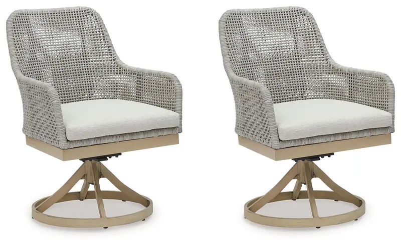 Seton Creek Gray Swivel Chairs With Cushions – Pair Of Modern Rotating Accent Chairs 1