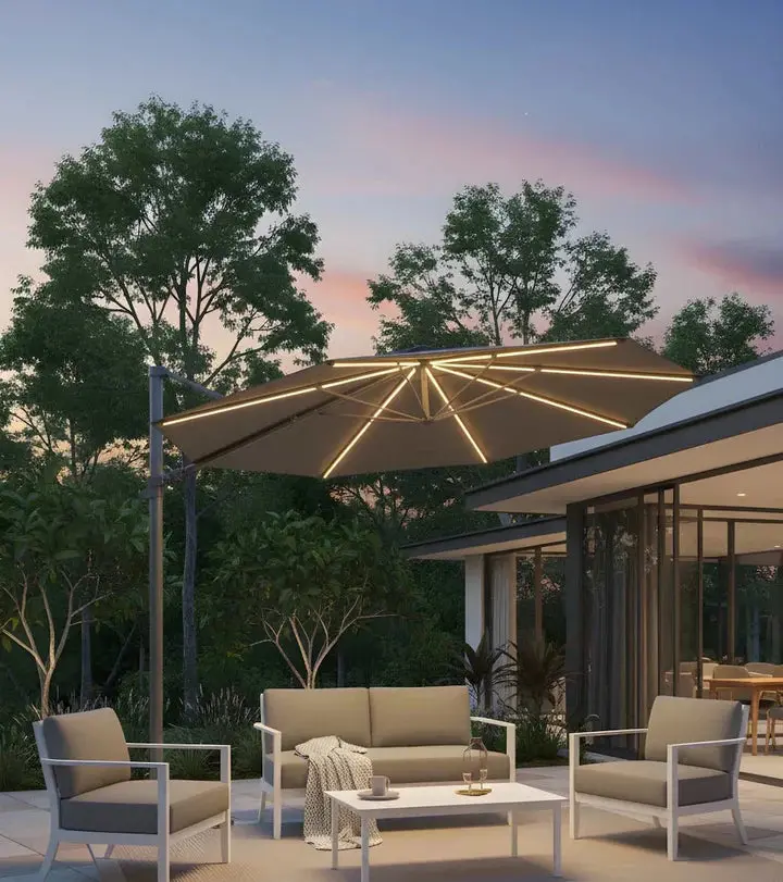 Shelta Emery 330 Cm Cantilever Umbrella With Integrated Led-Lit Ribs 1