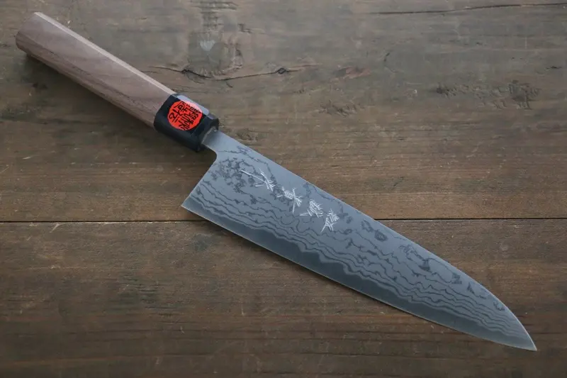 Shigeki Tanaka Blue Steel #2 Damascus Gyuto Knife – 210Mm Blade, Walnut Handle 1