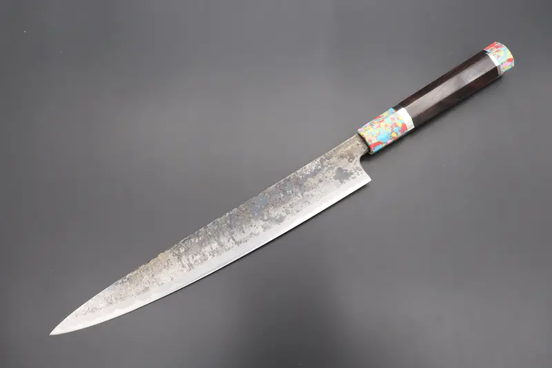 Shirou-Kunimitsu Sk-7Sp19 Kurouchi Sujihiki – 270Mm White Steel No.2 Chef'S Knife With Traditional Black Finish 1