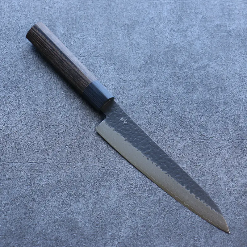 Shizu Gen Vg10 Hammered Black-Finish Gyuto – 180Mm With Brown Pakka Wood Handle 1