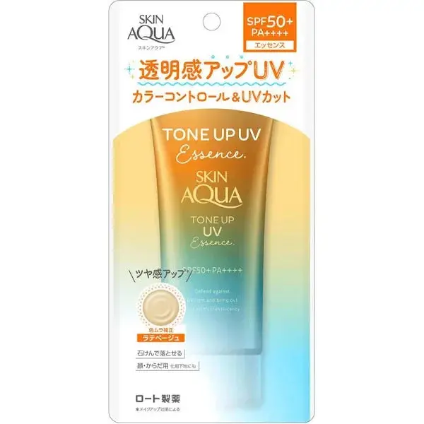 Skin Aqua Latte Beige Tone-Up Sunscreen – Tinted Uv Protection With Natural Glow Effect (80G) 1