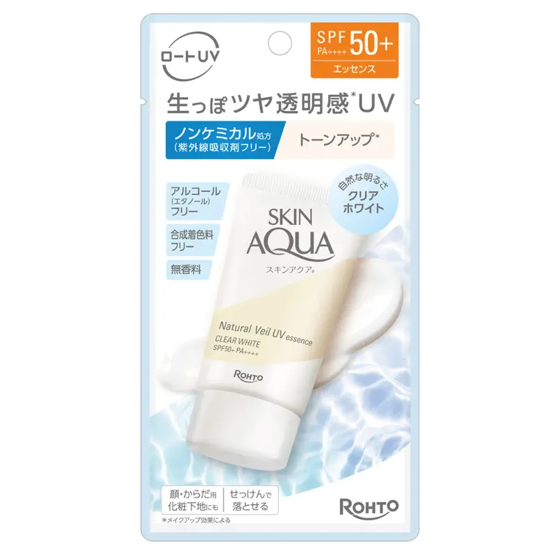 Skin Aqua Natural Veil Uv Essence – Clear White Spf50+ Sunscreen With Brightening Finish, 50G 1