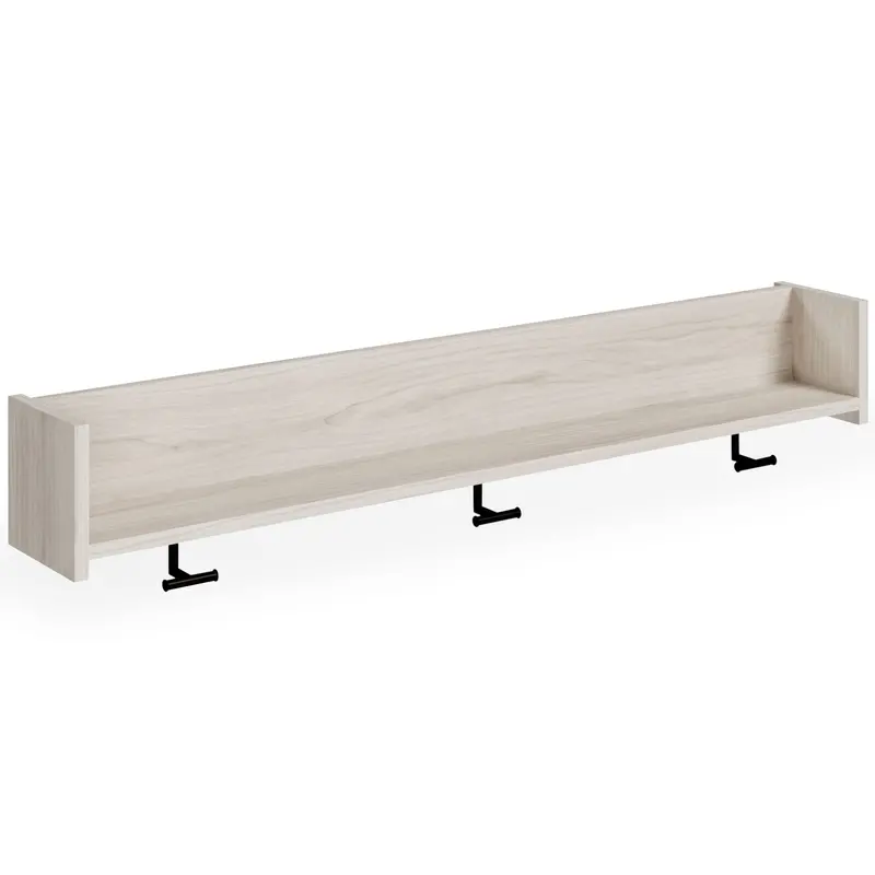 Socalle Light Natural Wood Wall-Mounted Coat Rack With Shelf 1