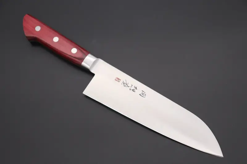 Souma (Fujiwara Kanefusa) Fkm No.7W Santoku – 180Mm (7") With Wine Pakka Wood Handle 1