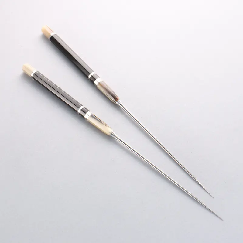 Stainless Steel Moribashi Knife – 165Mm With Ebony Handle And Dual Marble Horn Accents 1