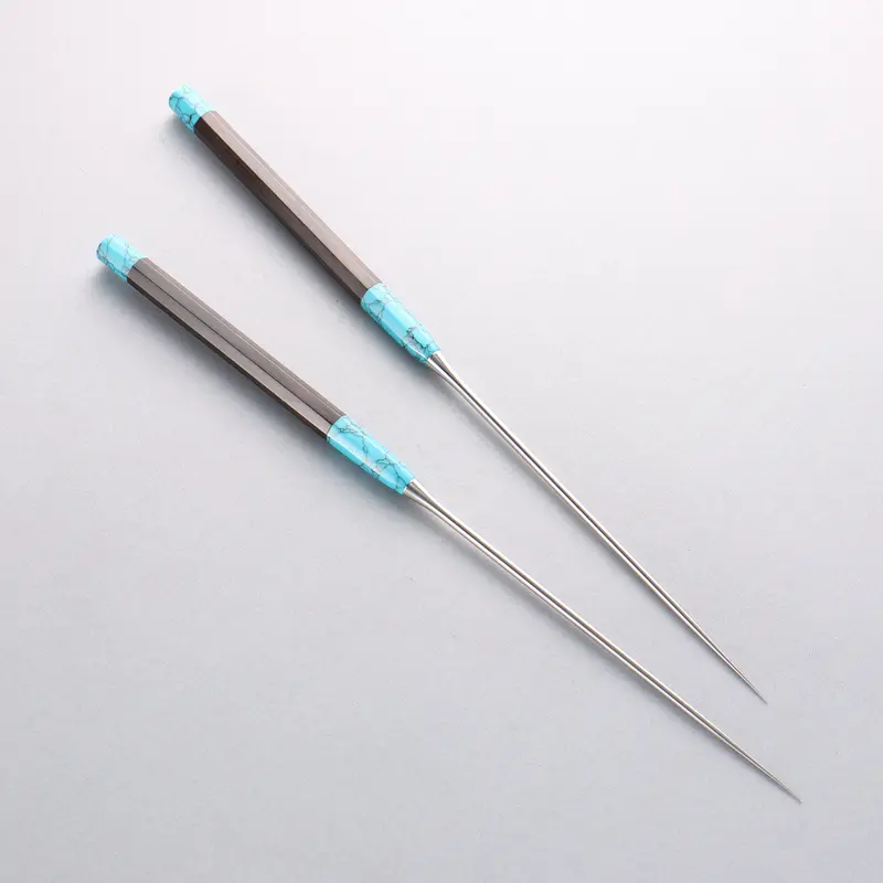Stainless Steel Moribashi Knife – 165Mm With Ebony Handle And Turquoise Bolsters 1
