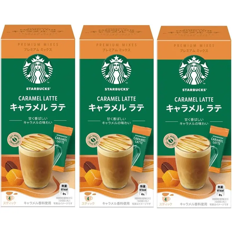 Starbucks Japan Caramel Latte Mix – Rich Instant Coffee & Caramel Blend (3-Pack) 1