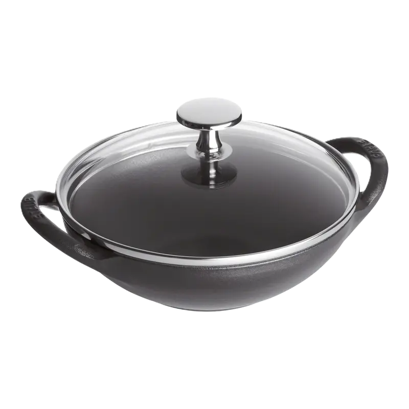 Staub 16 Cm Black Mini Cast Iron Wok For Individual Portions 1