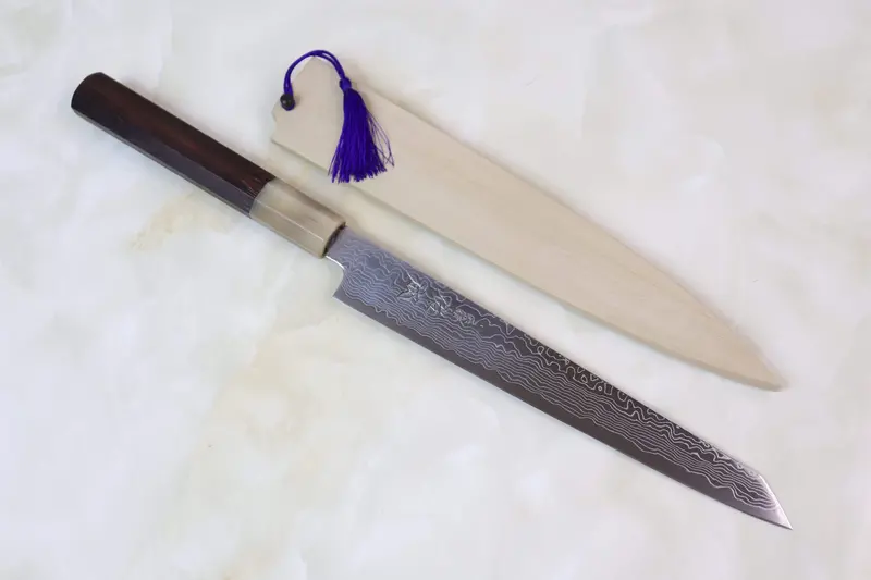 Sukenari R-2 Damascus Kiritsuke-Slicer 210Mm With Octagonal Rosewood Handle 1